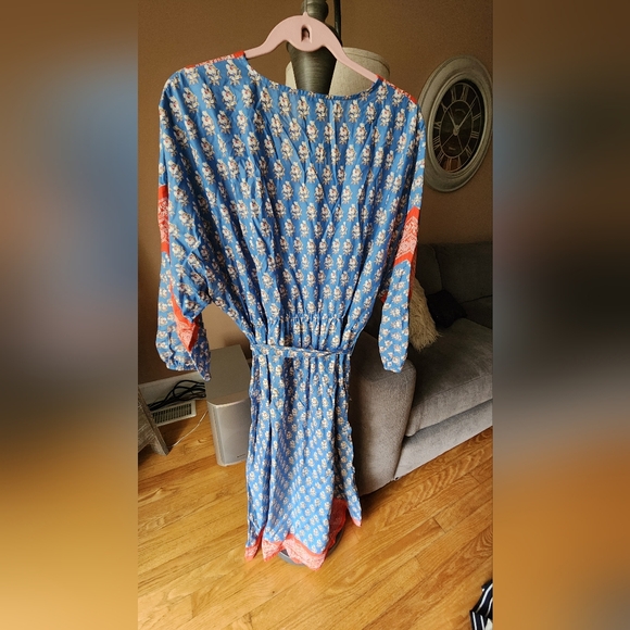 J. Crew Floral Blue and Coral Dress - Picture 5 of 8